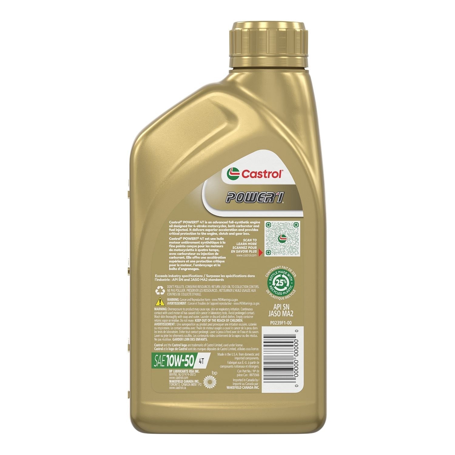 Power1 Motorcycle Oil 4T 10W50, 946-mL R3L9 - product image 2