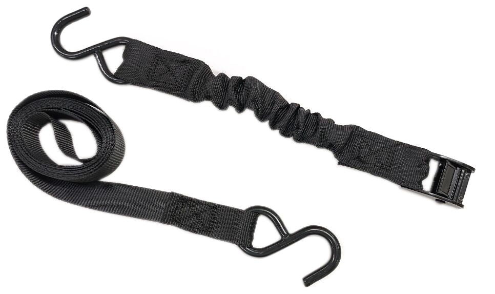 Bungee Cam-Buckle Tie-Down, 600-lb Break Strength, Black, 8-ft, 2-pk P1O7 - product image 2