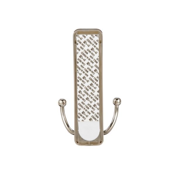 Large Decorative Double Hook with Adhesive Strip, Brushed Nickel, 4-lbs, 1 Strip per Pack G4O2 - product image 1