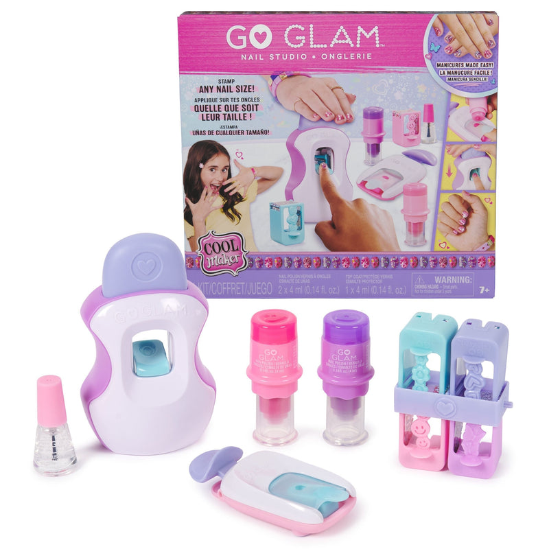 Maker, GO GLAM Studio Nail Kit, Style 200 Nails, 4 Designs, 2 Polish Applicators & Mask, Ages 7+ U6U5