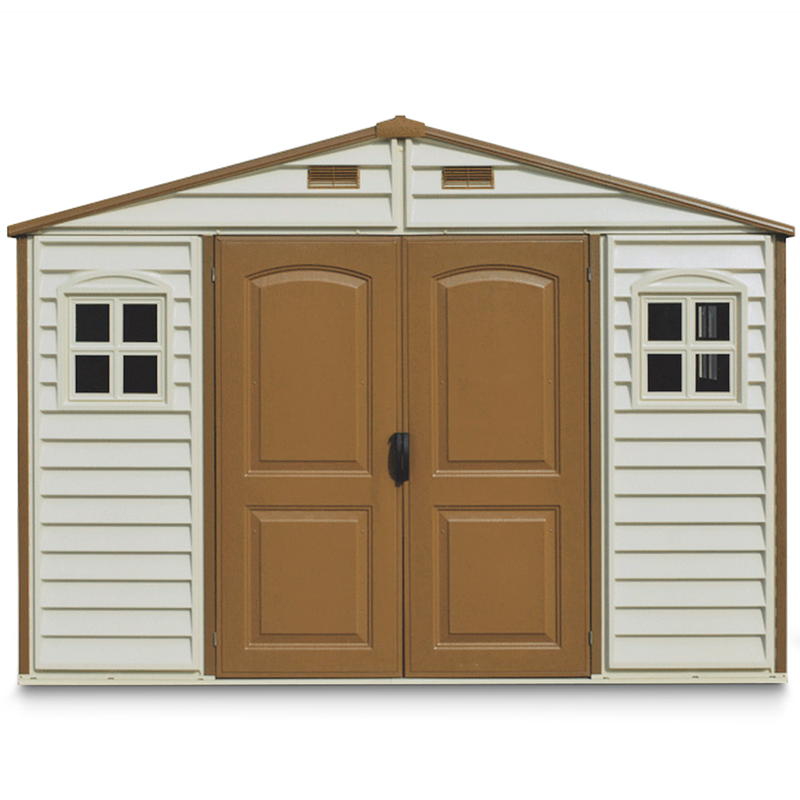 Woodside Vinyl Resin Garden Shed, Brown, 10-1/2-ft x 8-ft N2Z0