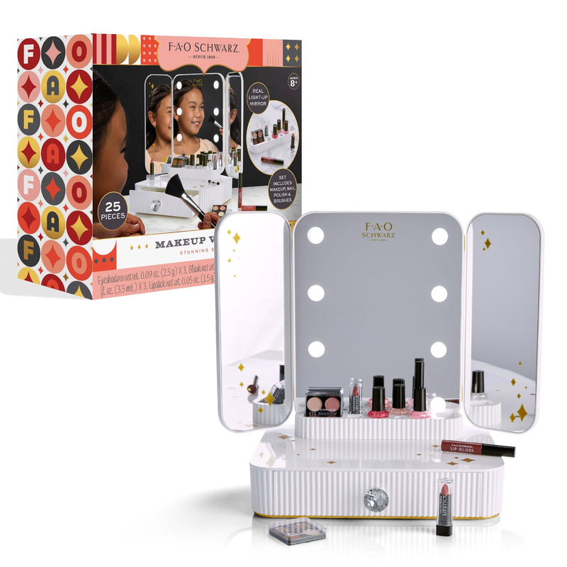 Girls Vanity Makeup Studio Low Profile, 24 Piece, White Y4Y3