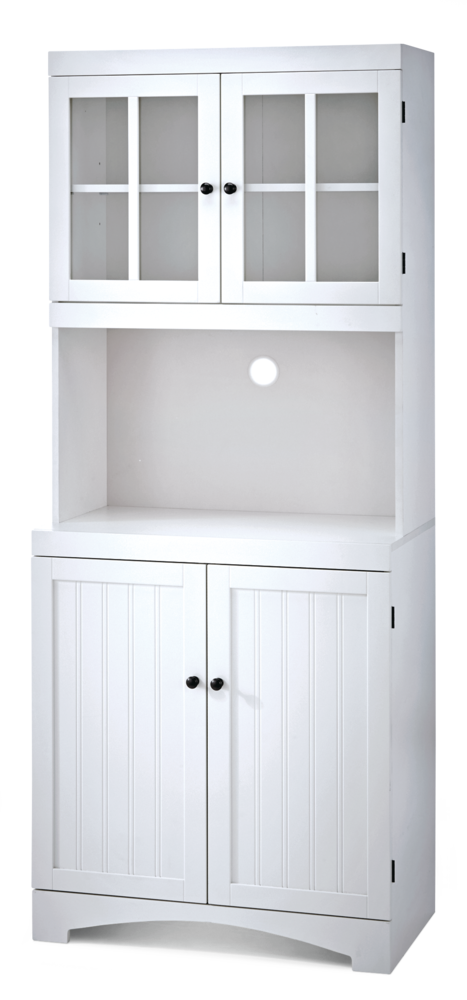 4-Door Open Shelf Freestanding Kitchen Pantry Storage Cabinet, Cream Y1U7