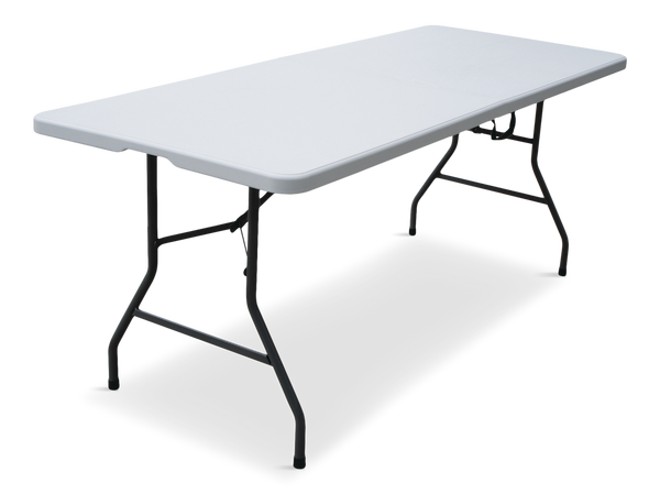 6-ft Portable Indoor/Outdoor Plastic & Metal Folding Table with Handle, White Q5S3