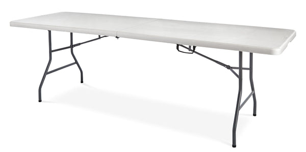 8-ft Portable Plastic & Metal Folding Table with Handle, White L9K9