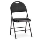 Portable High-Back Upholstered & Padded Metal Folding Chair, Black J9O1 - product image 1