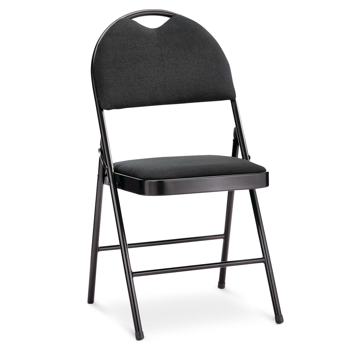 Portable High-Back Upholstered & Padded Metal Folding Chair, Black J9O1 - product image 1