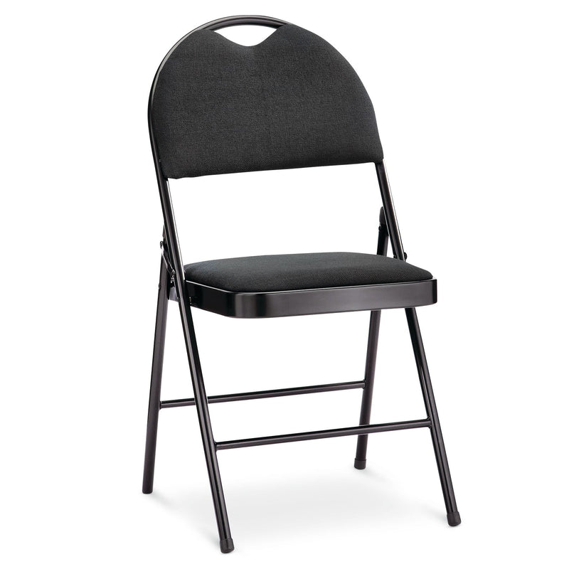 Portable High-Back Upholstered & Padded Metal Folding Chair, Black J9O1