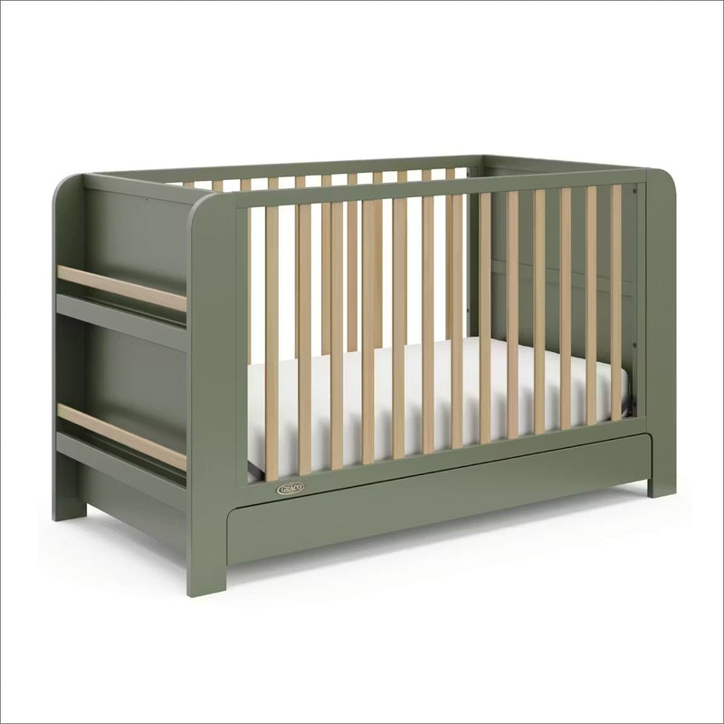 Read-with-Me 4-in-1 Crib with Drawer - Olive/Driftwood G6D0