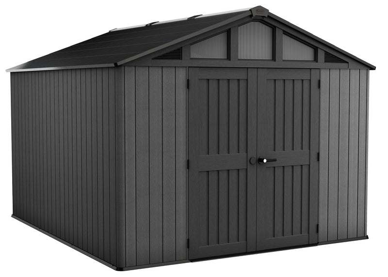 Apex Resin 2-Door Outdoor Storage Shed with Full Length Skylight, Grey, 10-ft x 11.5-ft H2U3