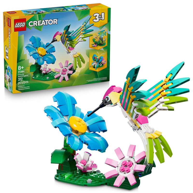 Creator 3-in-1 Wild Animals: Colourful Hummingbird Toy Building Set - 31384, 312-pcs, Ages 8+ F9R2