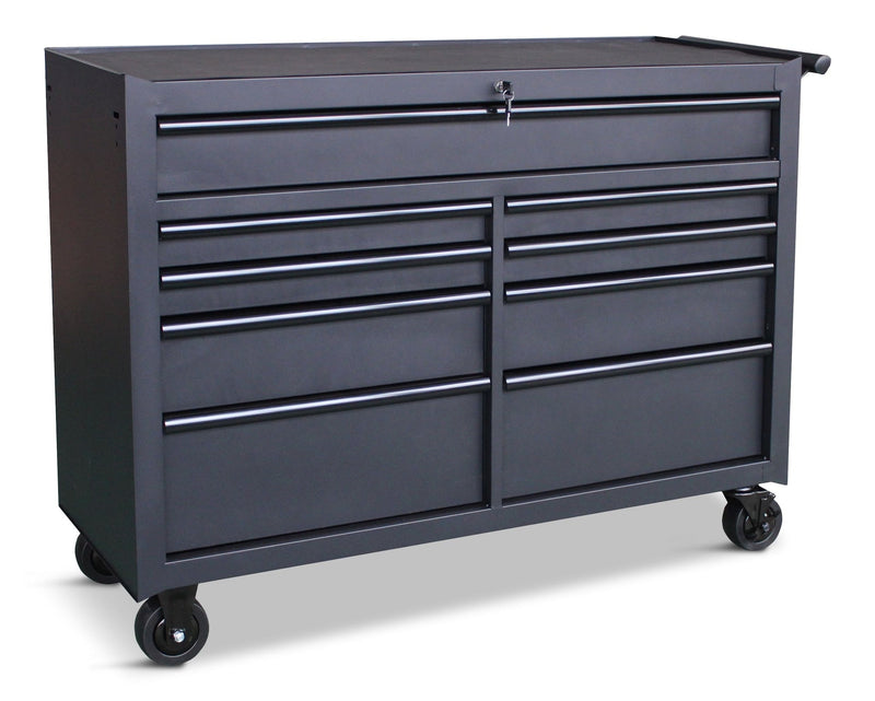 Rolling Tool Storage Cabinet with 9 Drawers, Black, 52-in Q5O0