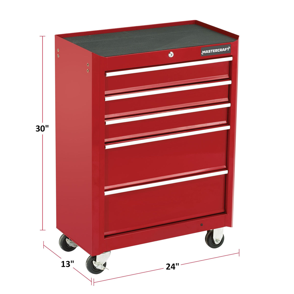 Rolling Tools Storage Cabinet with 5 Drawers, Deep Red, 24-in G8V0 - product image 8