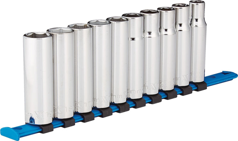 1/2-in Drive 6 Pt. Deep Socket Set, Metric, Nickel-Chrome Plating, 10-pc A7C2