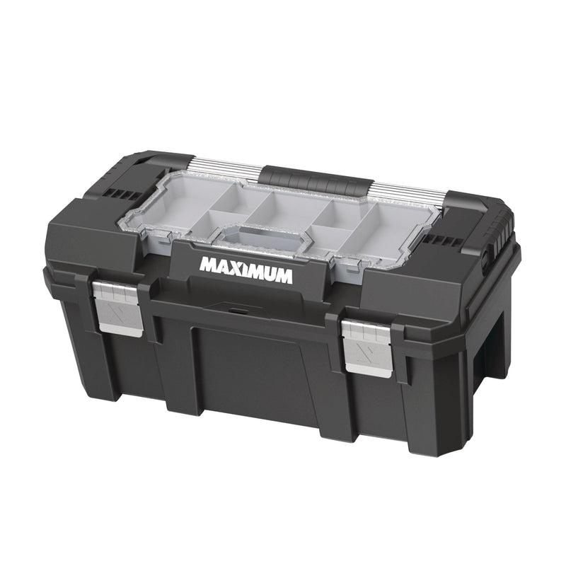 Heavy-Duty Plastic Tool Box with Removable Tray & Organizer, 22-in, Black A3U3