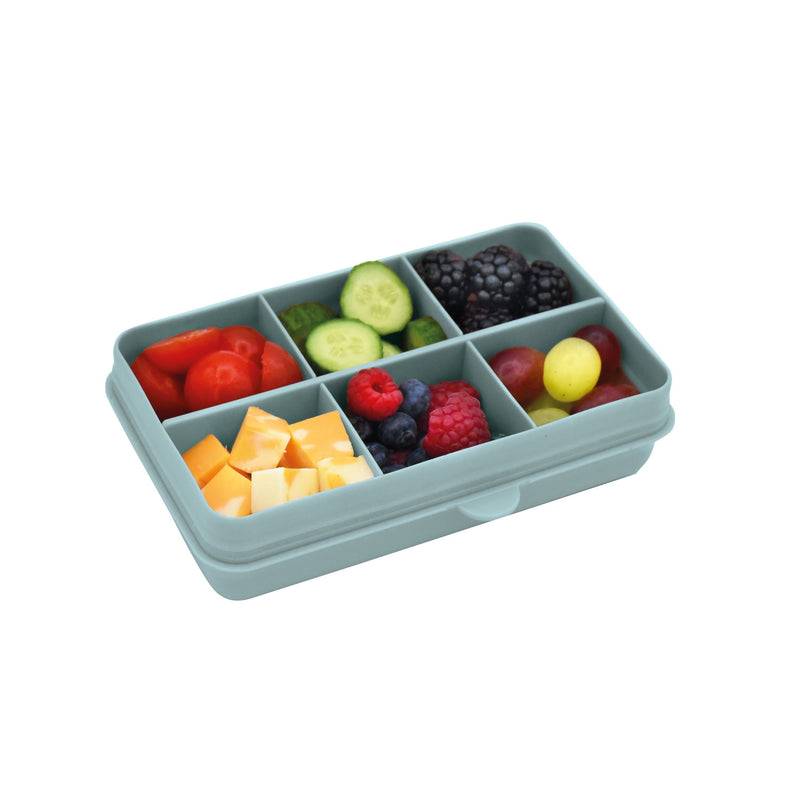 Mini Divided Snackle Box, Food Storage Container with 6 Compartments, Sage B0W1
