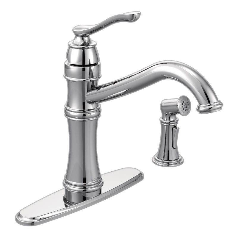 Belfield Single Handle High Arc Kitchen Faucet with Side Sprayer, Chrome B5B0
