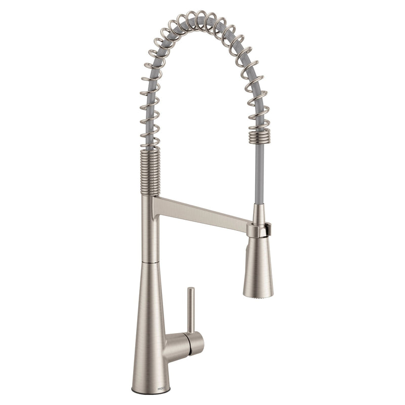 Sleek Single Handle Pre-Rinse Spring Pull Down Spot-Resist Kitchen Faucet, Stainless Steel B5W9