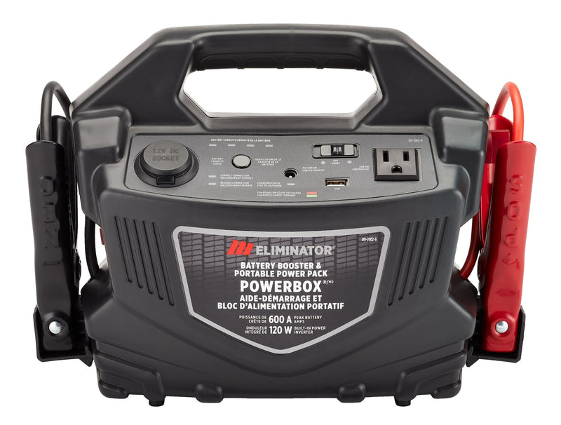 Eliminator PowerBox Portable Power Pack & Battery Booster/Jump Starter, 600 Peak Amps, 120W N0O8