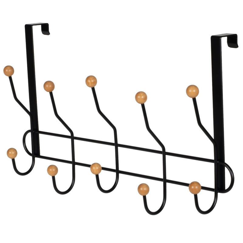 19" Over The Door Metal 5 Hook, Black I3W1