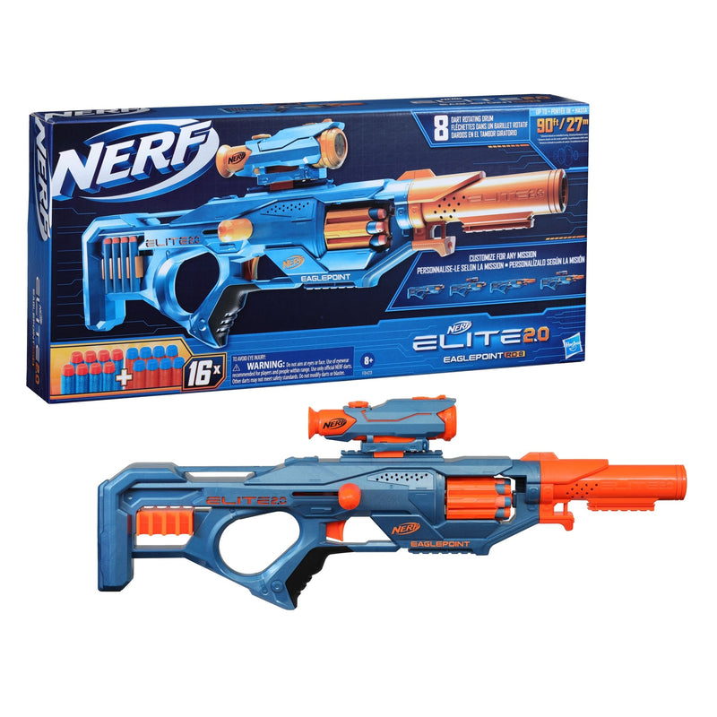 Elite 2.0 Eaglepoint RD-8 Blaster, 8-Dart Drum, Detachable Scope and Barrel, 16 Darts, Ages 8+ A6Q2