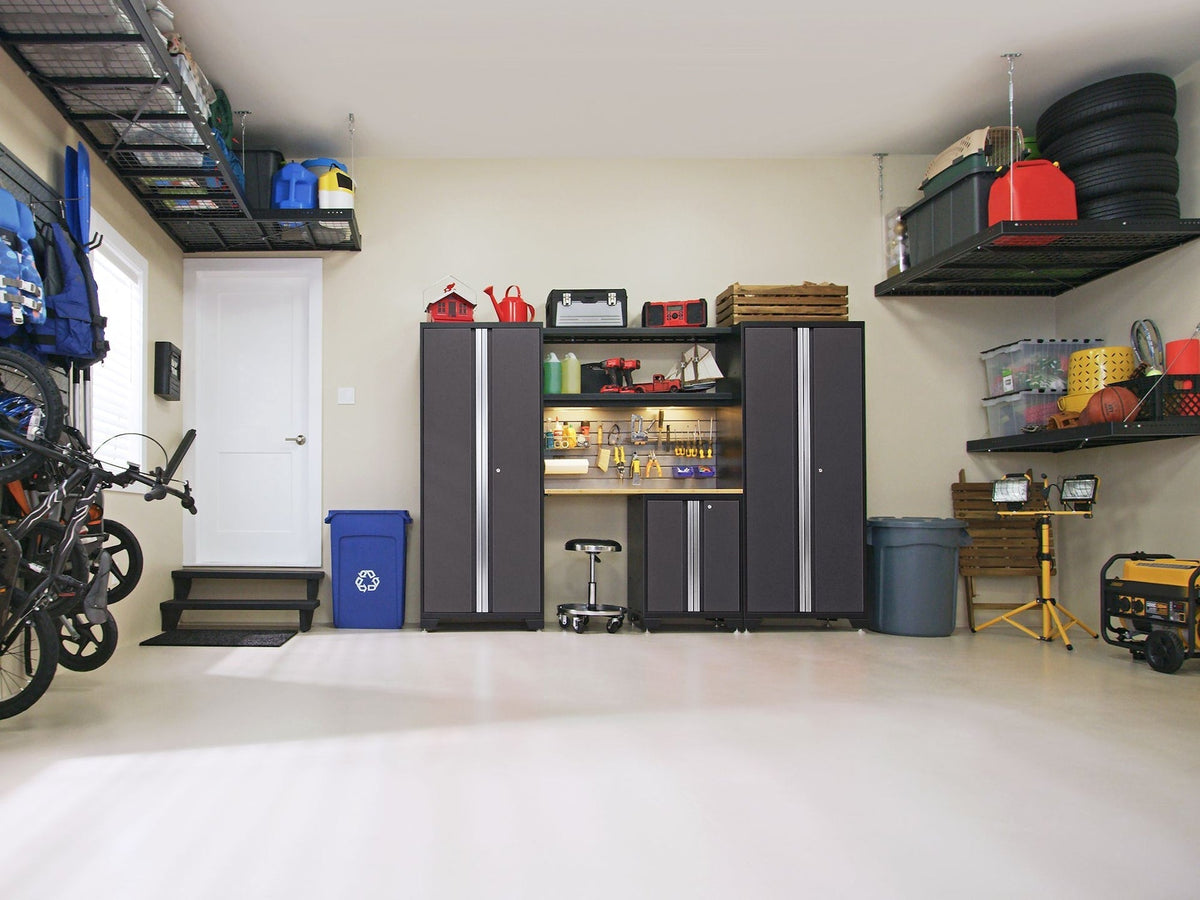 Bold 3.0 Series All-in-One Lockable Steel Garage Cabinetry Set with Stainless Steel Top, Black/Grey, 48-in x 18-in x 76.75-in, 5-pc L0X8 - product image 3