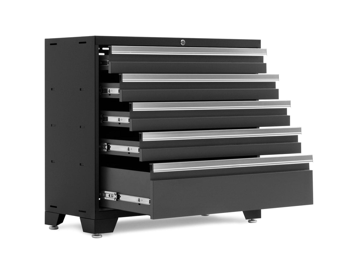 Bold 3.0 Series Lockable 5-Drawer Steel Tool Cabinet with Adjustable Legs, Fully-Welded, Black/Grey, 36-in A2N7 - product image 2