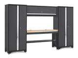Bold 3.0 Series Lockable Steel Garage Cabinetry Set with Bamboo Top, Grey, 120-in x 18-in x 72-in, 5-pc R8P2 - product image 1