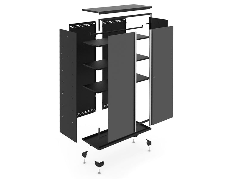 Bold Series Lockable 24-Gauge Steel RTA Storage Locker with 3 Shelves, Grey/Black, 36-in N4U2