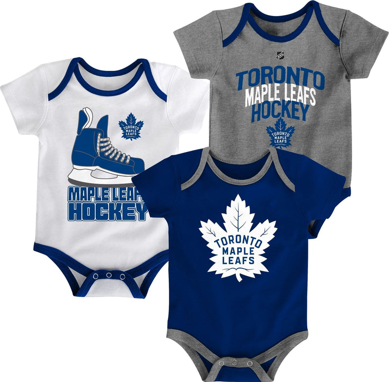 Toronto Maple Leafs Infant/Baby Bodysuit Onesie, Blue/White/Grey, 3-pk K1W8