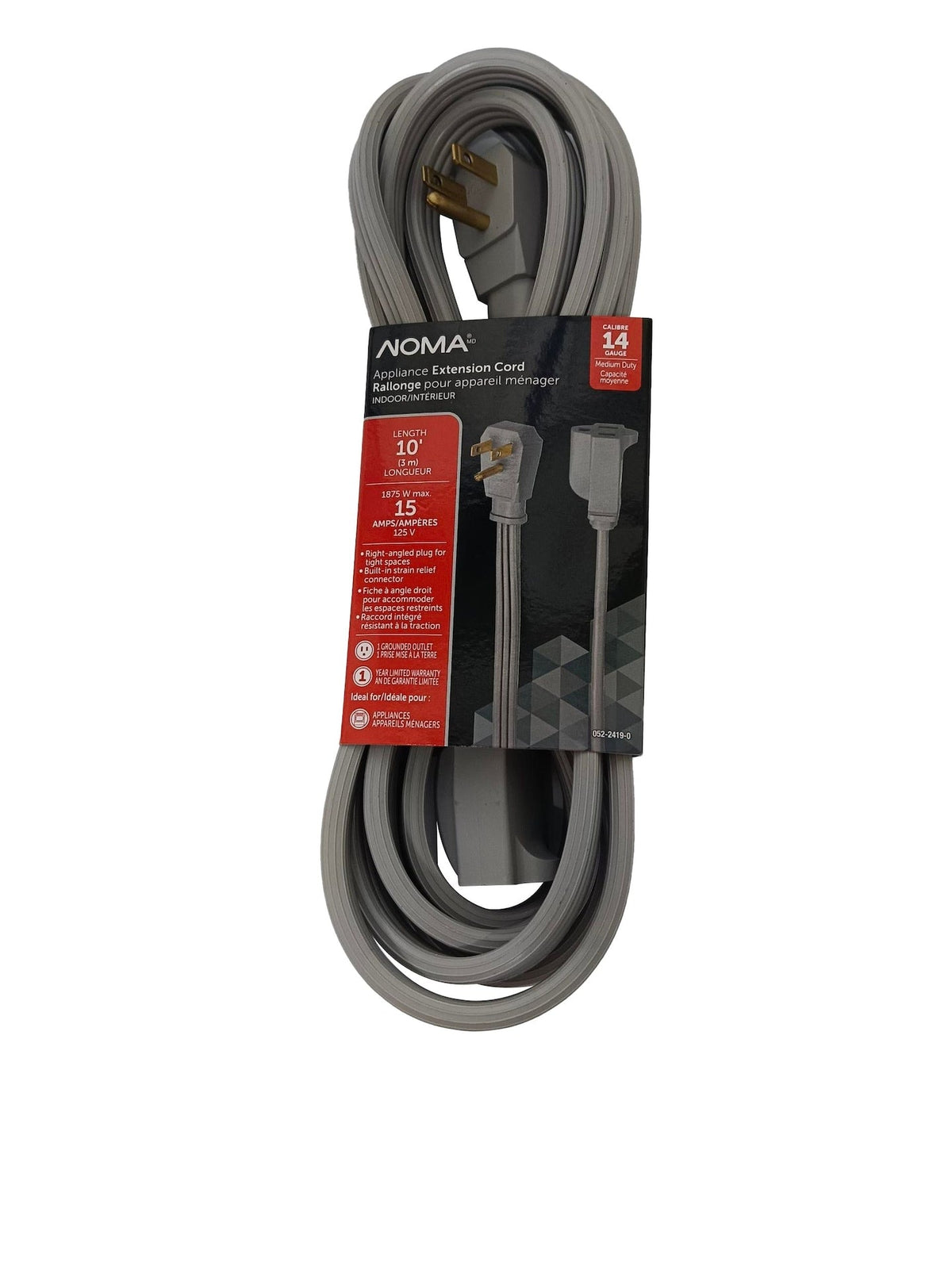 14/3 15 Amp Appliance Extension Cord, Grey X1D5 - product image 1