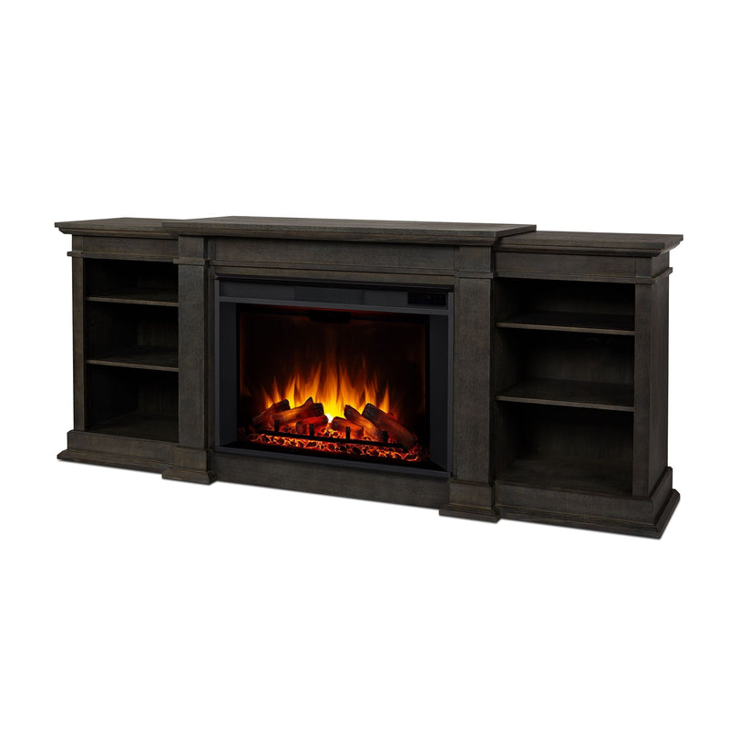 Flame Eliot Grand Entertainment VividFlame Electric Fireplace TV Stand, 1500W, Includes Remote Control & Firebox, Antique Grey F5J5