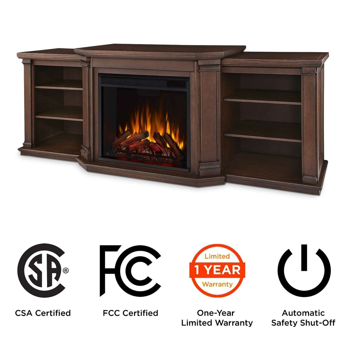Flame Valmont Media Indoor Electric Fireplace TV Stand, 74-in, 1500W, Includes Remote Control & Firebox, Chestnut Oak I4O5 - product image 8