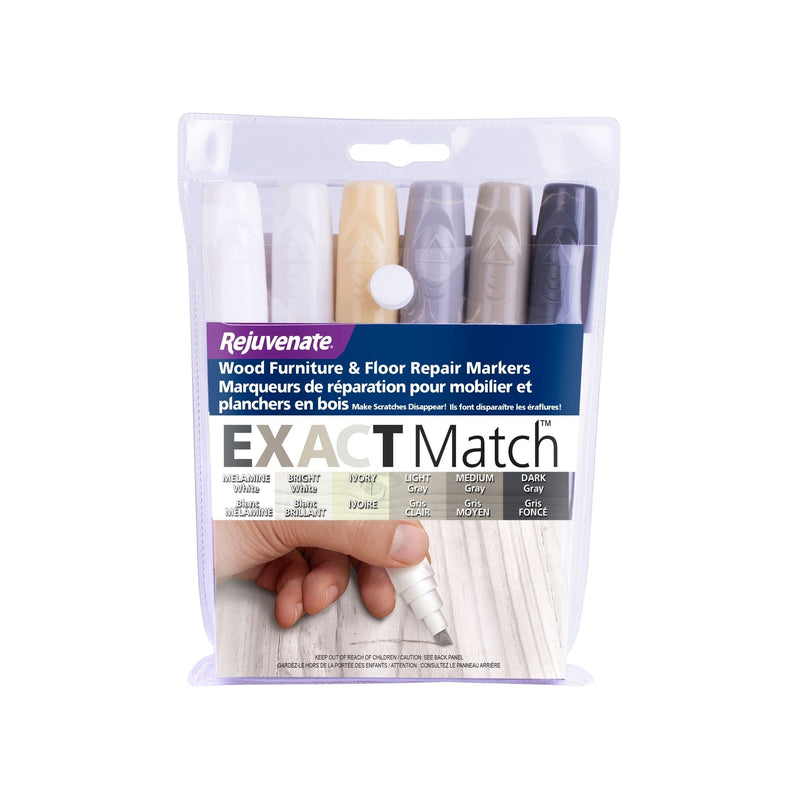 Exact Match Wood Furniture & Floor Repair Markers, White-Grey, 6 Shades D3E3