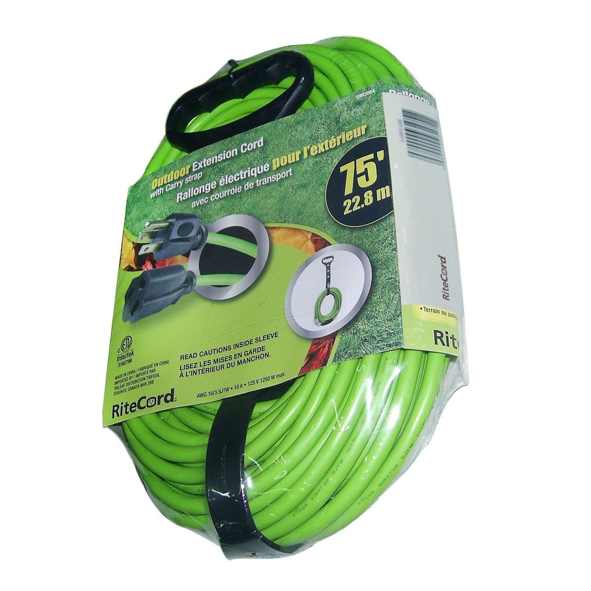 75-ft 16/3Outdoor Extension Cord with Locking Connector and Carry Strap, Lime Green P8V3 - product image 1