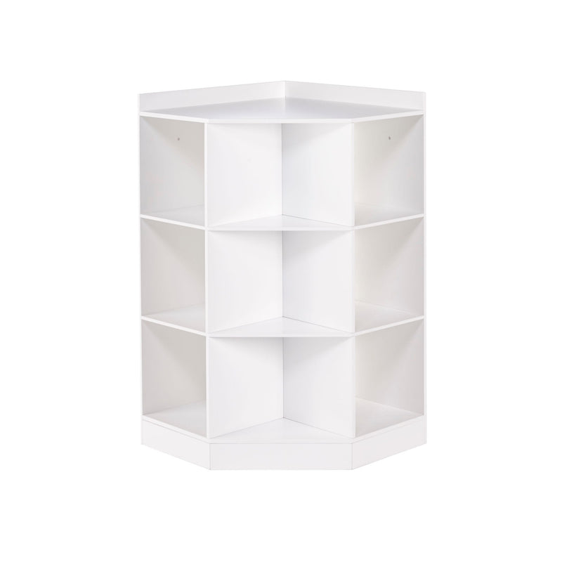 Home Kids' Playroom Corner Cabinet with 6 Toy Storage Cubbies & 3 Shelves, White X1C3