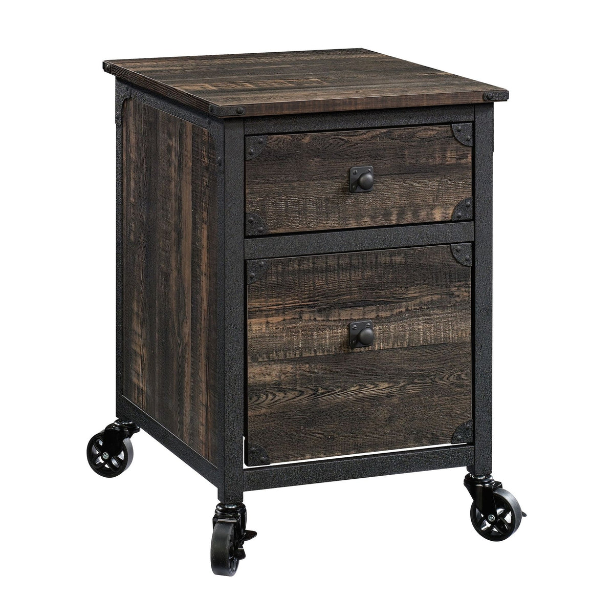 Steel Pedestal River File Cabinet with Drawers, Carbon Oak U3L3 - product image 1