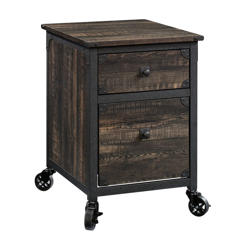 Steel Pedestal River File Cabinet with Drawers, Carbon Oak U3L3