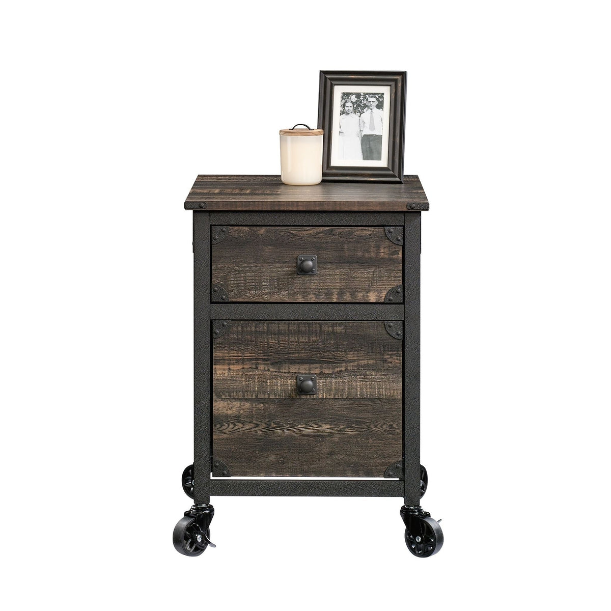 Steel Pedestal River File Cabinet with Drawers, Carbon Oak U3L3 - product image 2