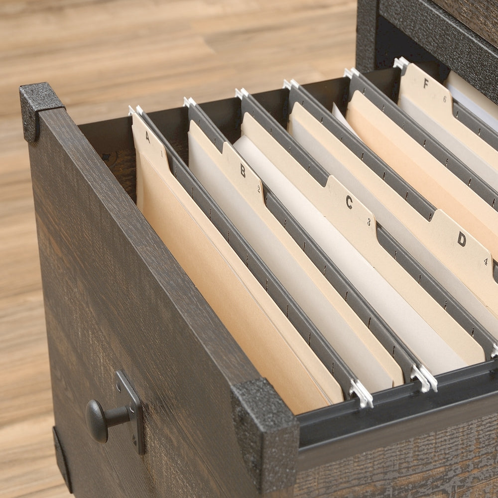 Steel Pedestal River File Cabinet with Drawers, Carbon Oak U3L3 - product image 5