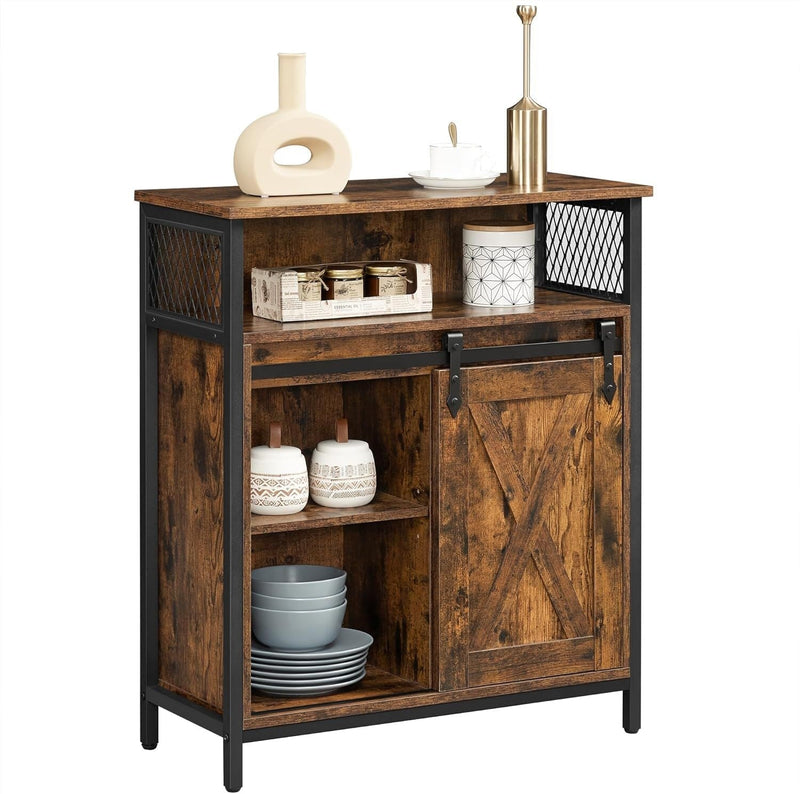 Home Rustic Brown Cabinet with Sliding Door O9P9