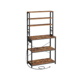 Home Small Rustic Brown Baker's Rack with 4 AC Outlets Y6A8 - product image 1