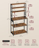 Home Small Rustic Brown Baker's Rack with 4 AC Outlets Y6A8 - product image 5