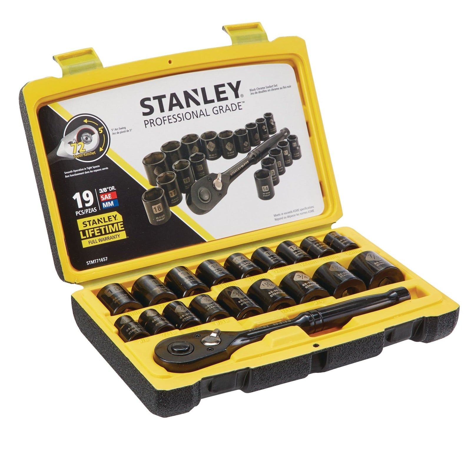Professional Grade Black Chrome Socket Set, 19-pc, SAE/Metric K0Q0 - product image 1