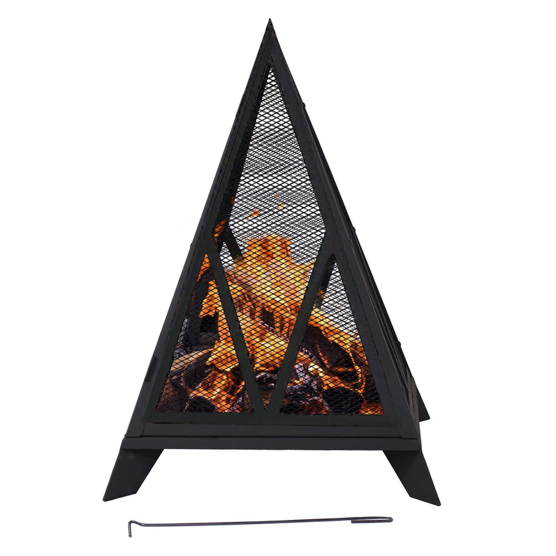 Decor Majestic Pyramid Steel Fire Pit, Black O7I4