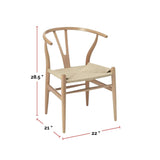 Me Home Wishbone Wood Dining Chair with Woven Seat, Natural A4R9 - product image 3