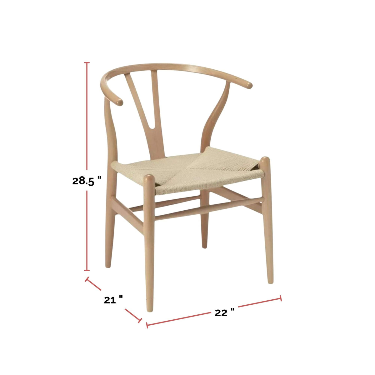 Me Home Wishbone Wood Dining Chair with Woven Seat, Natural A4R9 - product image 3