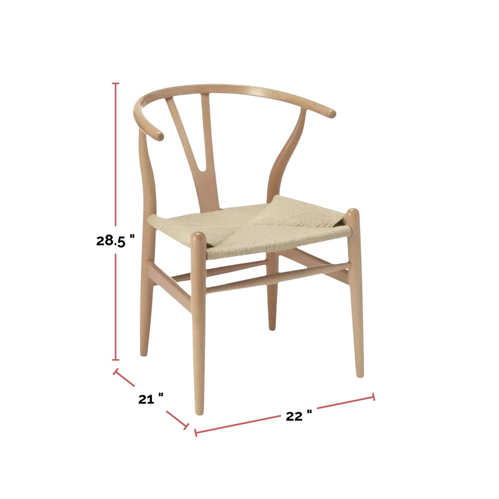 Me Home Wishbone Wood Dining Chair with Woven Seat, Natural E2M2 - product image 3
