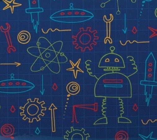 Kids Standard Insulated Soft Reusable Lunch Bag, Robot Doodles J4I6
