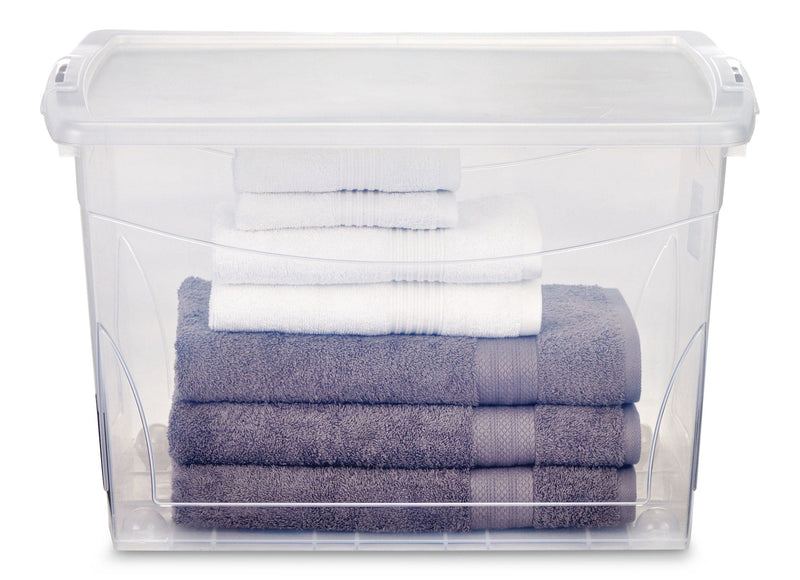 type A Clarity Transparent Storage Box with Lid, 60-L V5S8